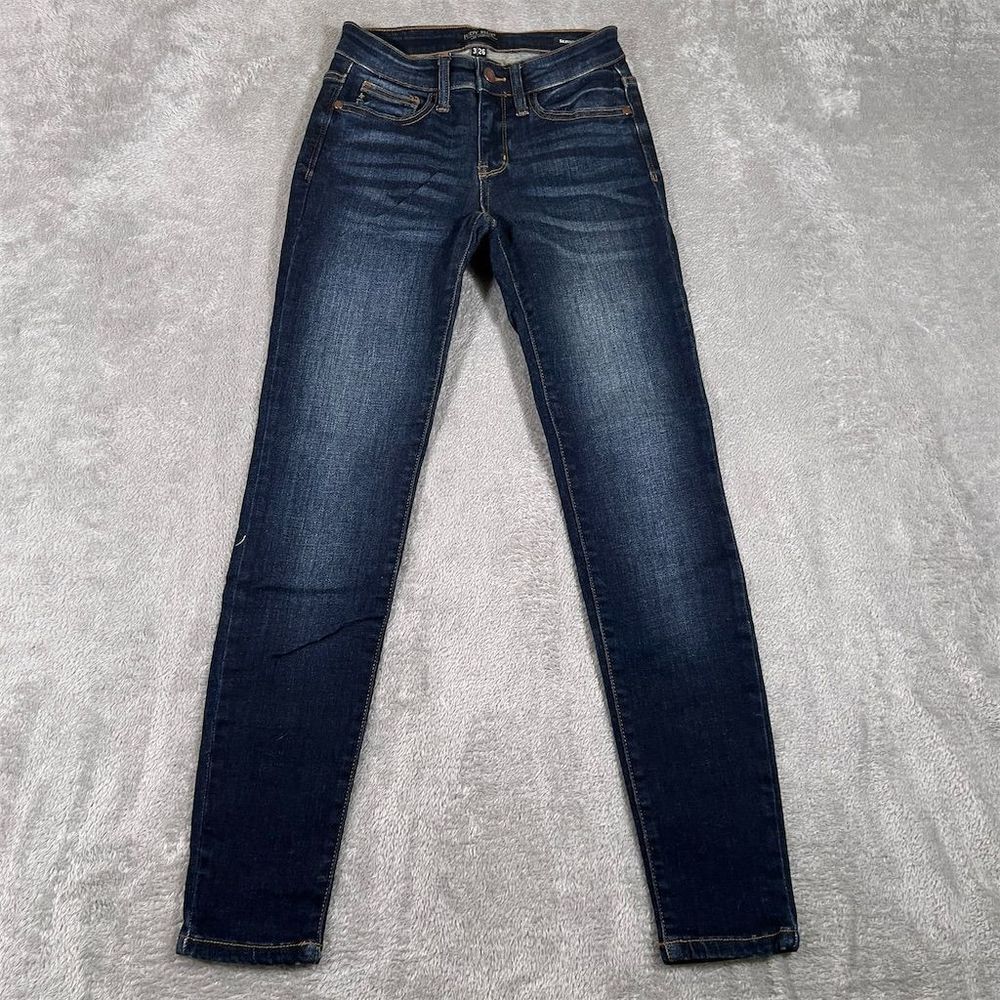 Judy Blue Womens Mid Rise Skinny Jeans 3/26 Dark Wash Blue Stretch JB82110DK